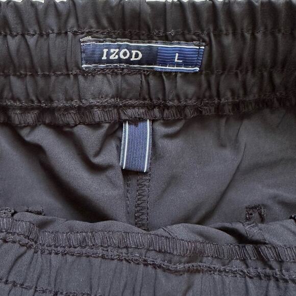 IZOD Mens Active Pants Black Advantage Performance Slim Tapered Fit Large NEW - Picture 2 of 12